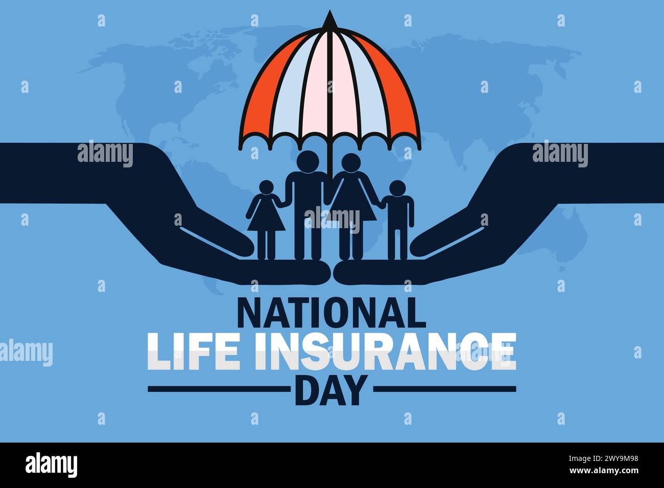 National Life Insurance day wallpaper with shapes and typography. National Life Insurance day, background Stock Vector