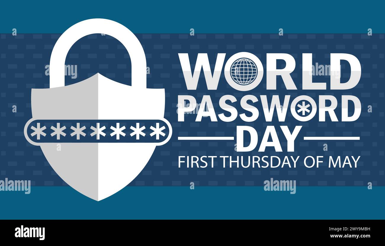 World Password Day wallpaper with shapes and typography. First Thursday of May. World Password Day, background Vector illustration Stock Vector