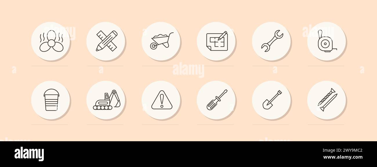 Construction set icon. Equipment, numbering, fan, heavy equipment ...