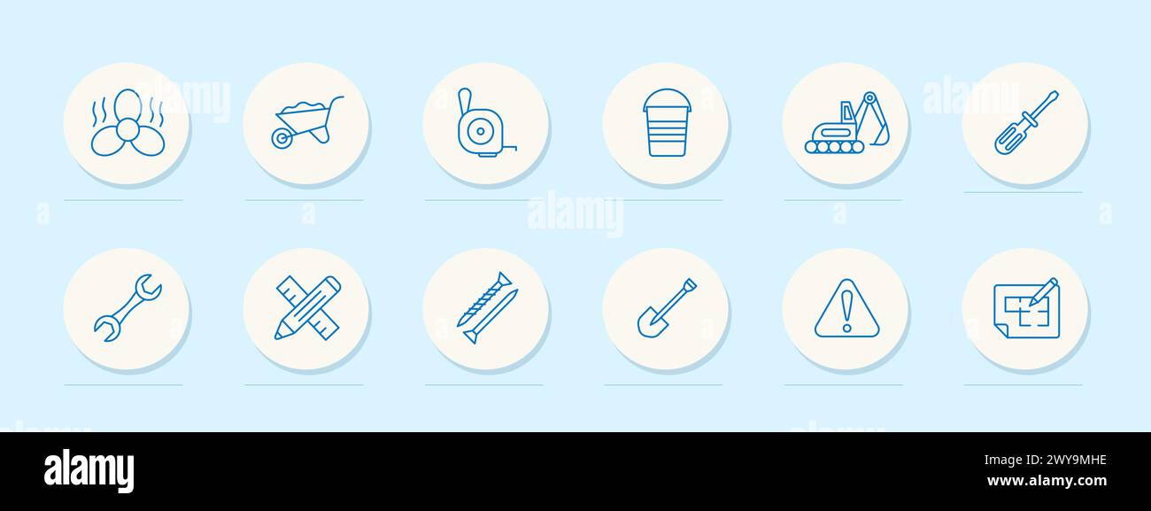 Construction set icon. Equipment, numbering, fan, heavy equipment ...