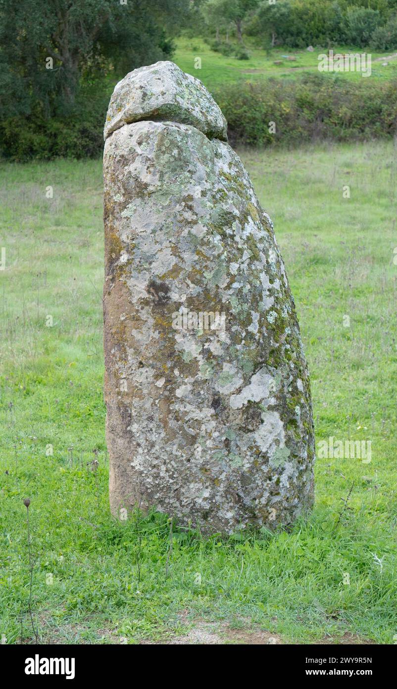 menhir Vertical stones from the Bronze Age and the Nuragic and Pre-Nuragic Ages Stock Photo