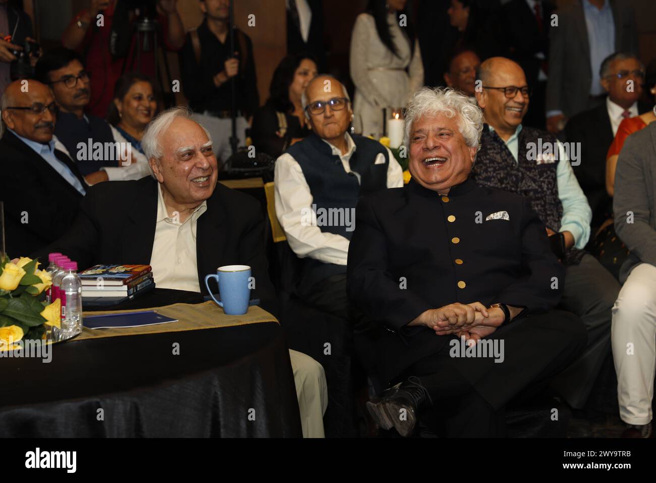 New Delhi, India. 05th Apr, 2024. NEW DELHI, INDIA - MARCH 16: Congress leader Kapil Sibal and businessman Suhel Seth during the launch of Fali Nariman Scholarship and Annual Lecture series, organized by Mohit Saraf, founder of Saraf and Partners, on March 16, 2024 in New Delhi, India. (Photo by Shantanu Bhattacharya/Hindustan Times/Sipa USA ) Credit: Sipa USA/Alamy Live News Stock Photo