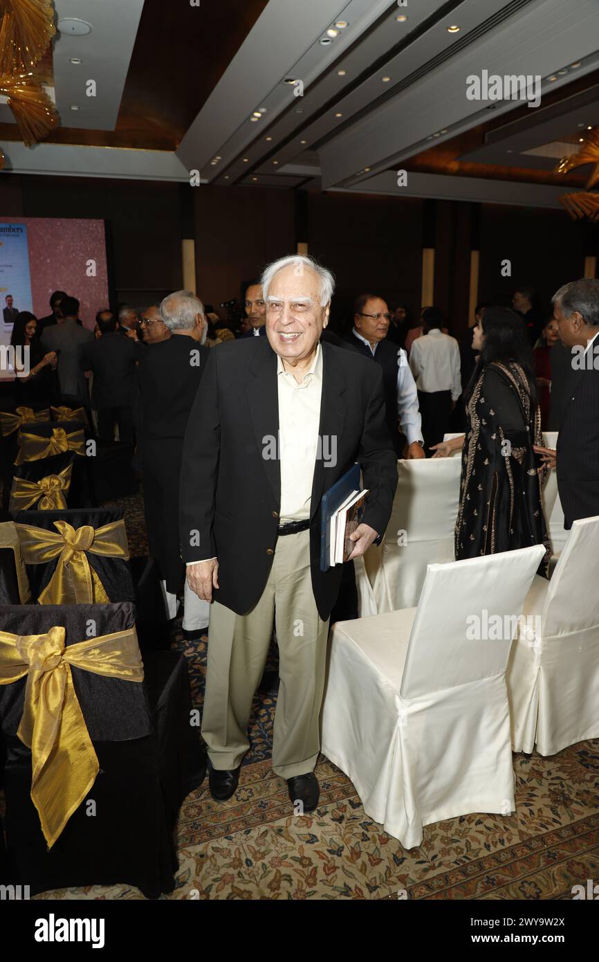 New Delhi, India. 05th Apr, 2024. NEW DELHI, INDIA - MARCH 16: Congress leader Kapil Sibal during the launch of Fali Nariman Scholarship and Annual Lecture series, organized by Mohit Saraf, founder of Saraf and Partners, on March 16, 2024 in New Delhi, India. (Photo by Shantanu Bhattacharya/Hindustan Times/Sipa USA ) Credit: Sipa USA/Alamy Live News Stock Photo