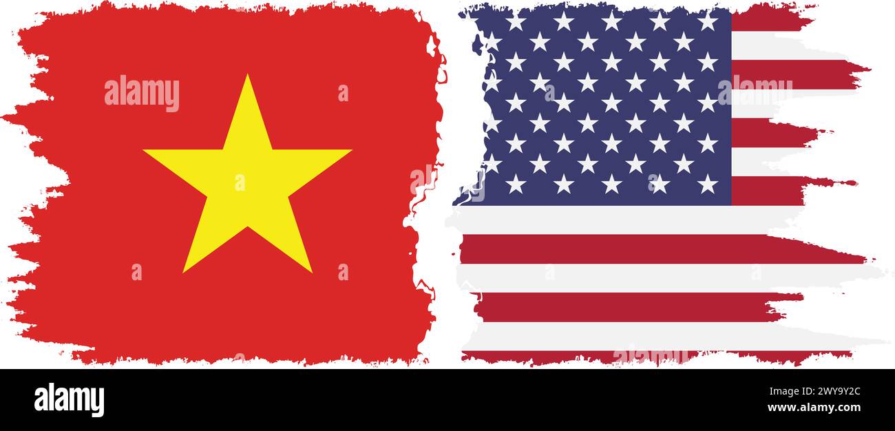 United States and Vietnam grunge flags connection, vector Stock Vector