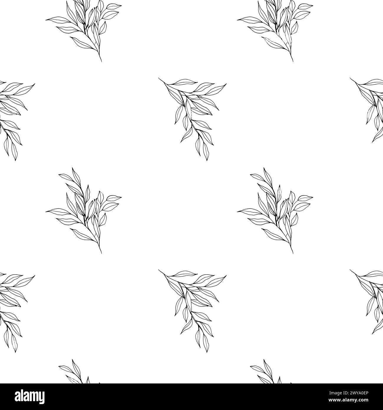 vector seamless pattern with branch and leaves. Elegant print for ...