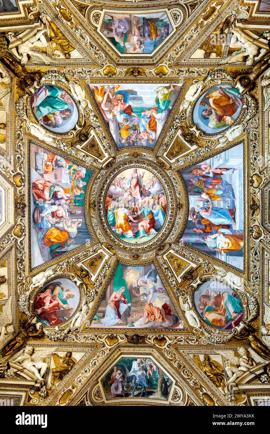 Fresco in the Cappella Altemps in the Church of Santa Maria in Trastevere, Rome, Italy Stock Photo