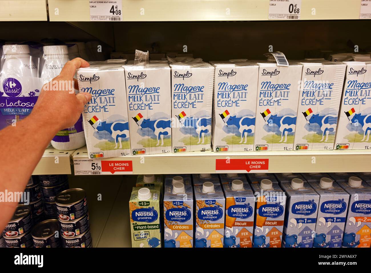 Milk in a grocery store Stock Photo