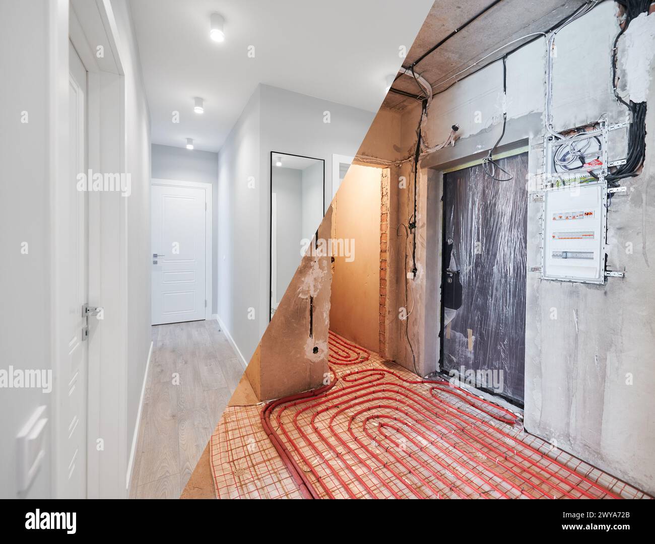 Comparison of old flat with underfloor heating pipes and new renovated ... - Luxury Apartment Underfloor Heating