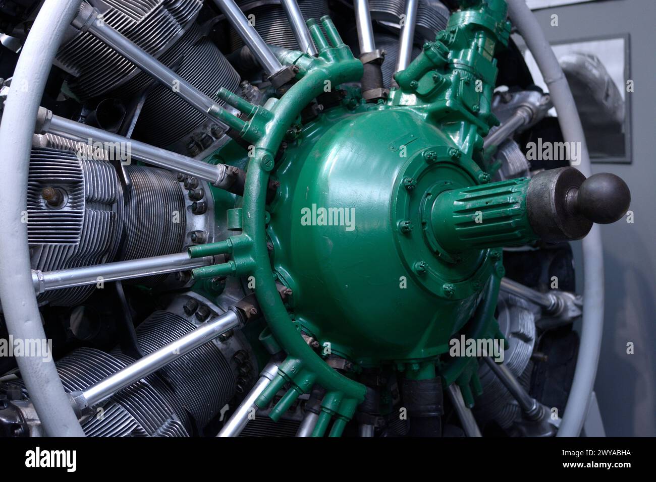 Made in USSR an aircraft turboprop engine set on a stand Stock Photo ...