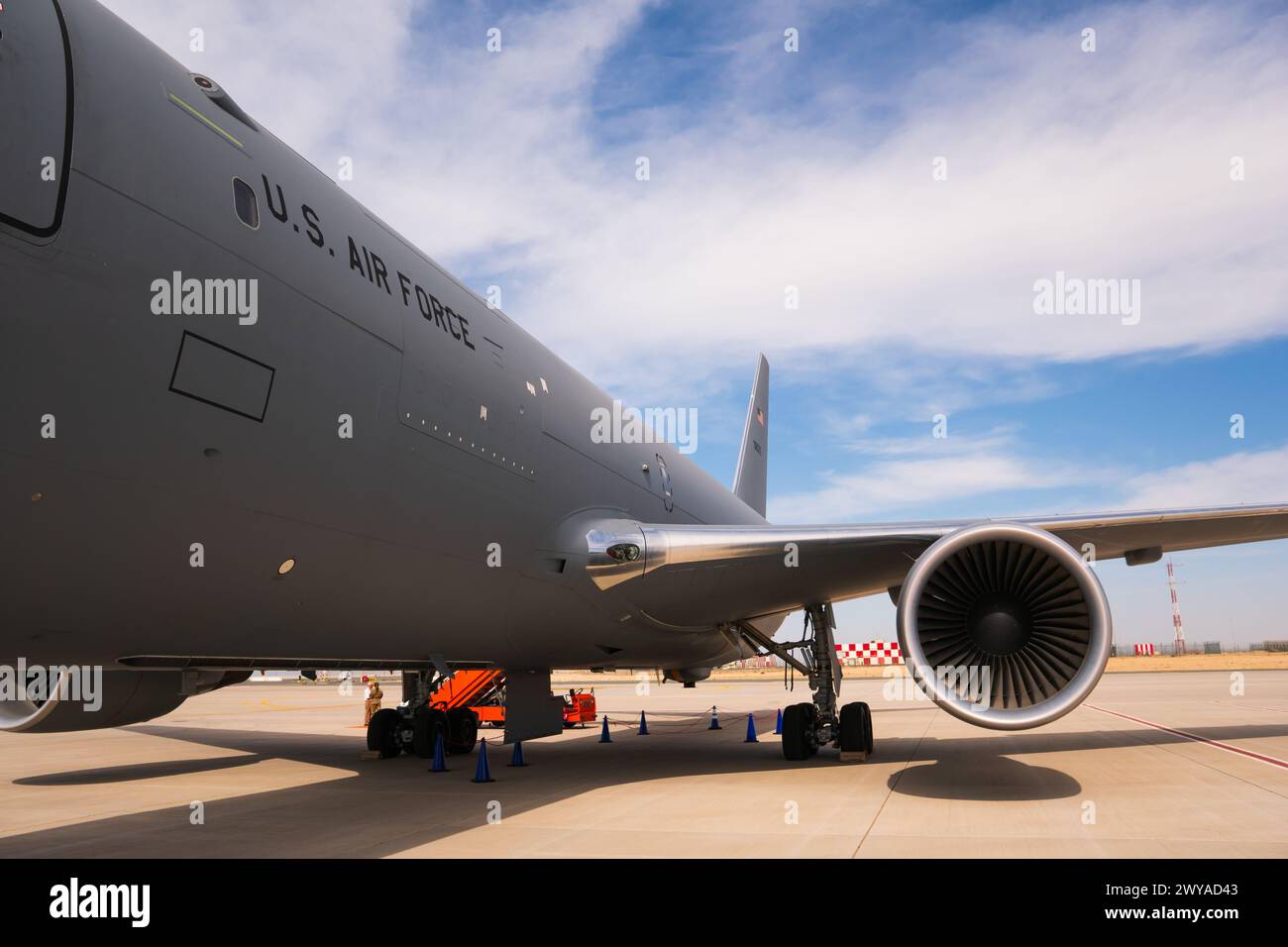 US Air Force Boeing KC-46 military aircraft on display at the Dubai Air ...