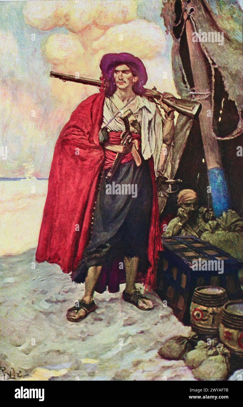 Buccaneer of the Caribbean, from Howard Pyle's Book of Pirates 1905 Stock Photo