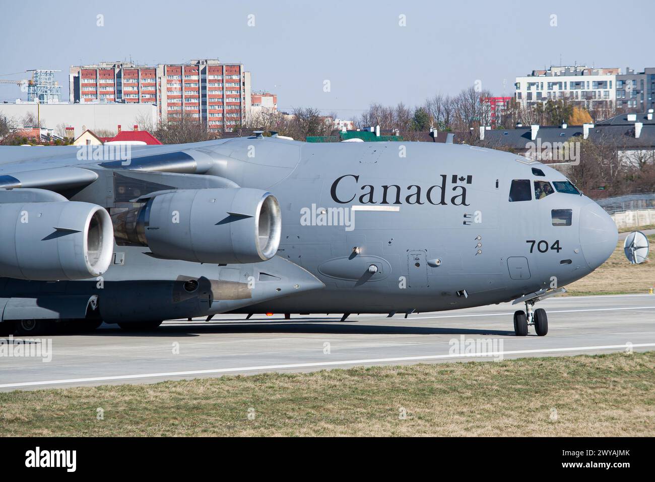 Royal Canadian Air Force CC-177 Globemaster turning around after landing in Lviv airport Stock Photo