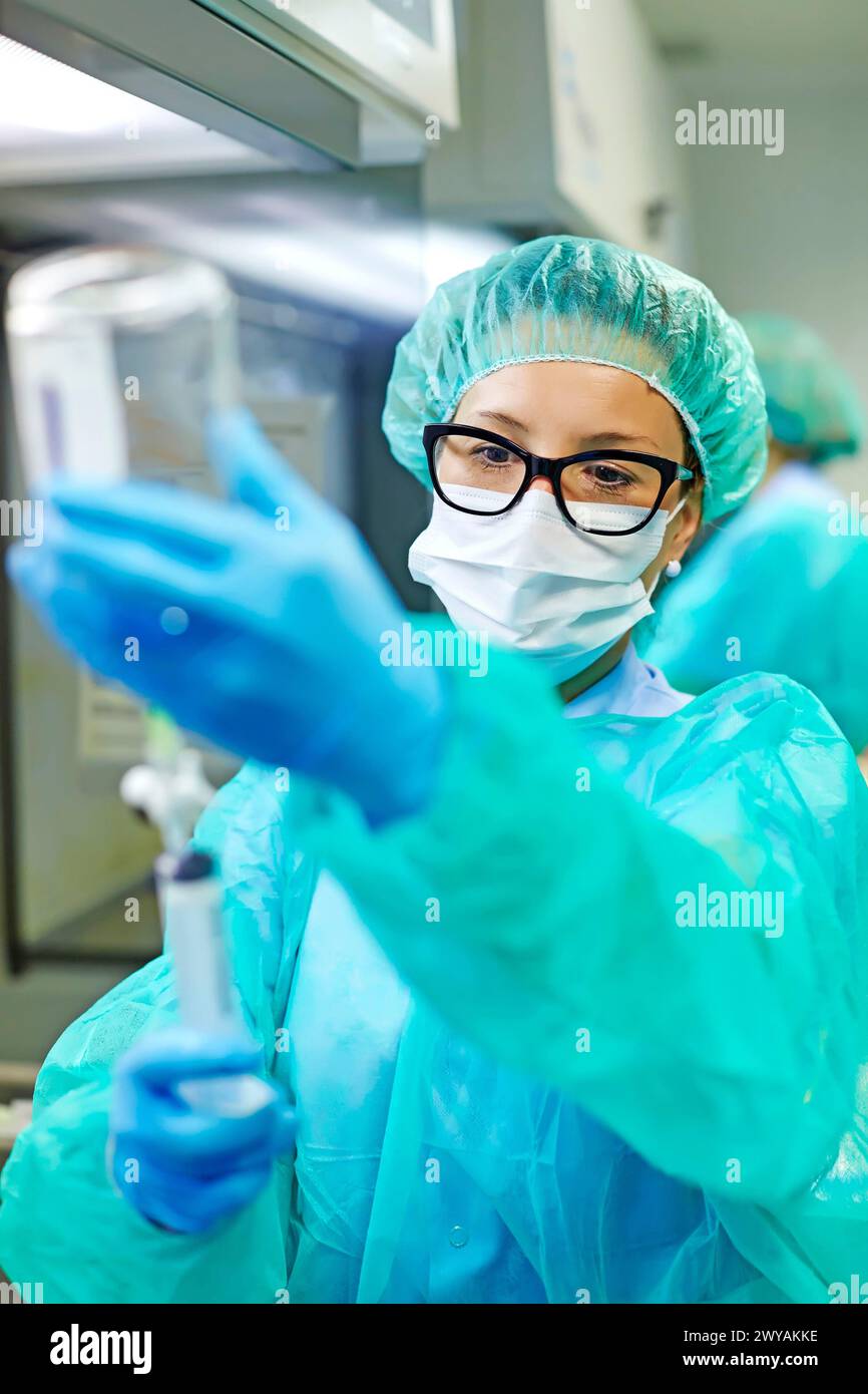 Preparation of drugs in laminar flow hood, epidural anesthesia, Clean