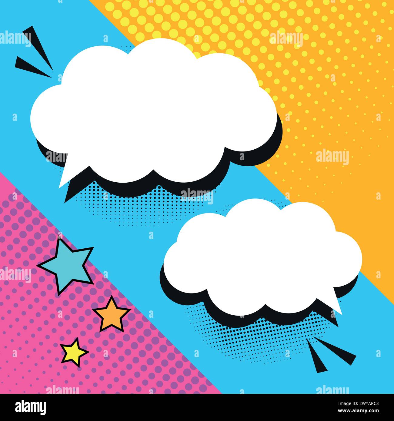 Speech bubbles template in retro pop art style. Vector illustration ...