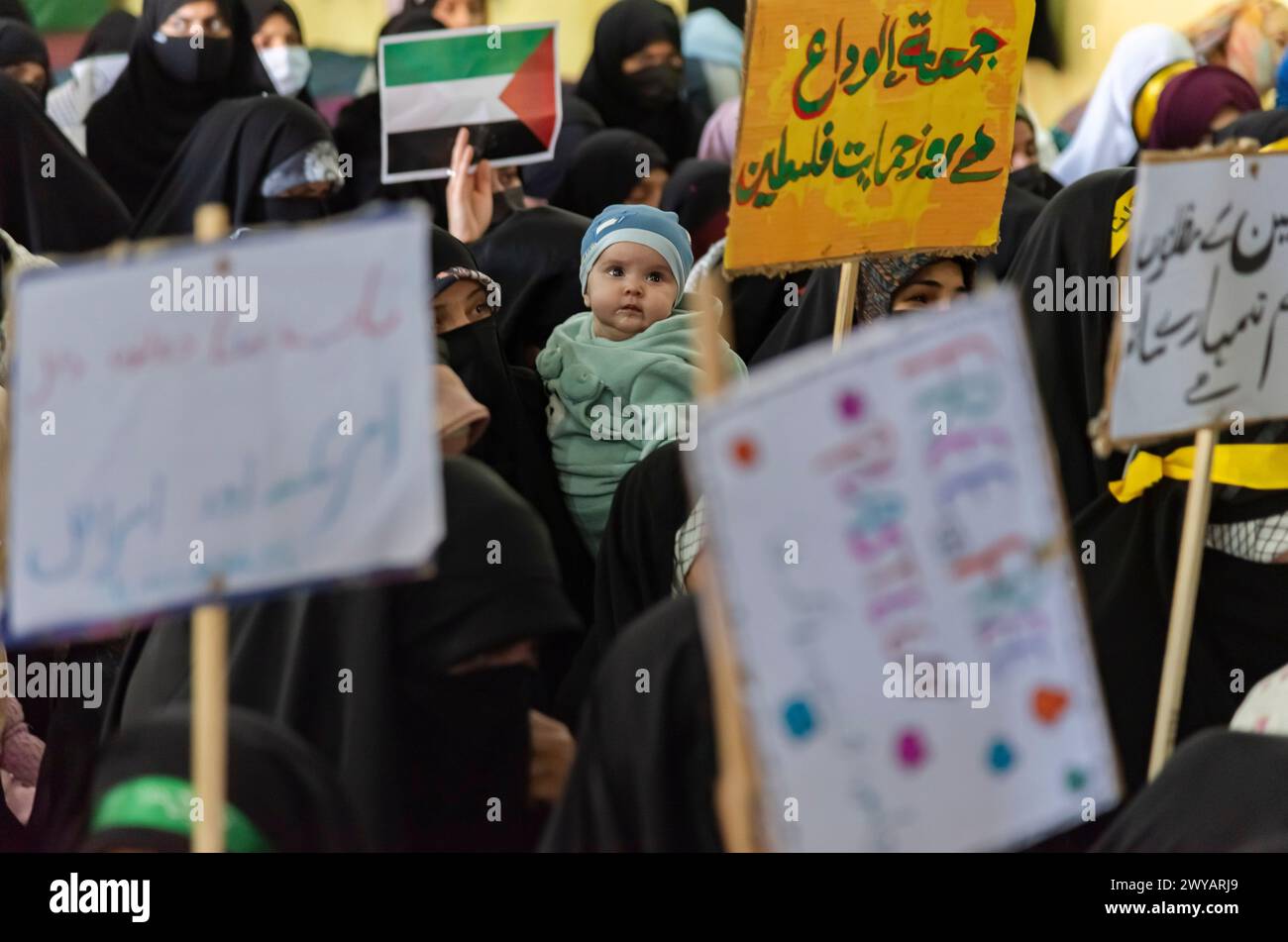 Srinagar, India. 05th Apr, 2024. A Muslim woman with her baby attended ...