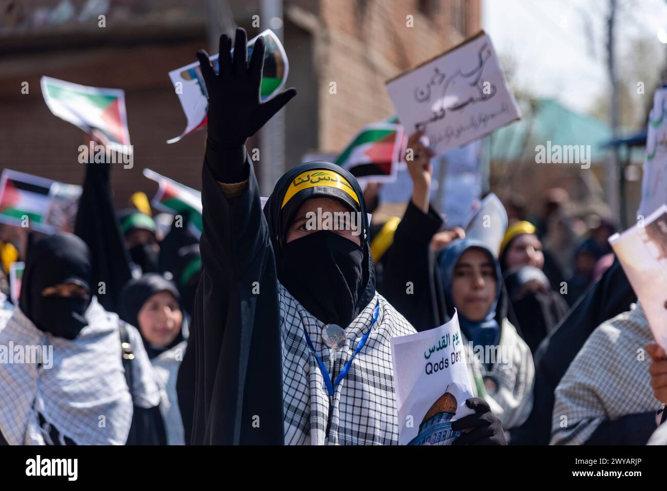 Srinagar, India. 05th Apr, 2024. Kashmiri Muslim women shout Anti ...