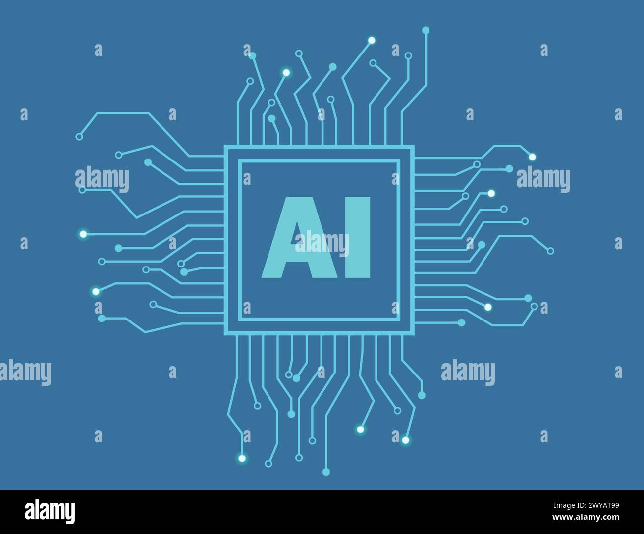 AI technology with Path, Artificial Intelligence, AI processor, Ai Symbol, Intelligence sign, innovation futuristic, AI Color Background Stock Vector