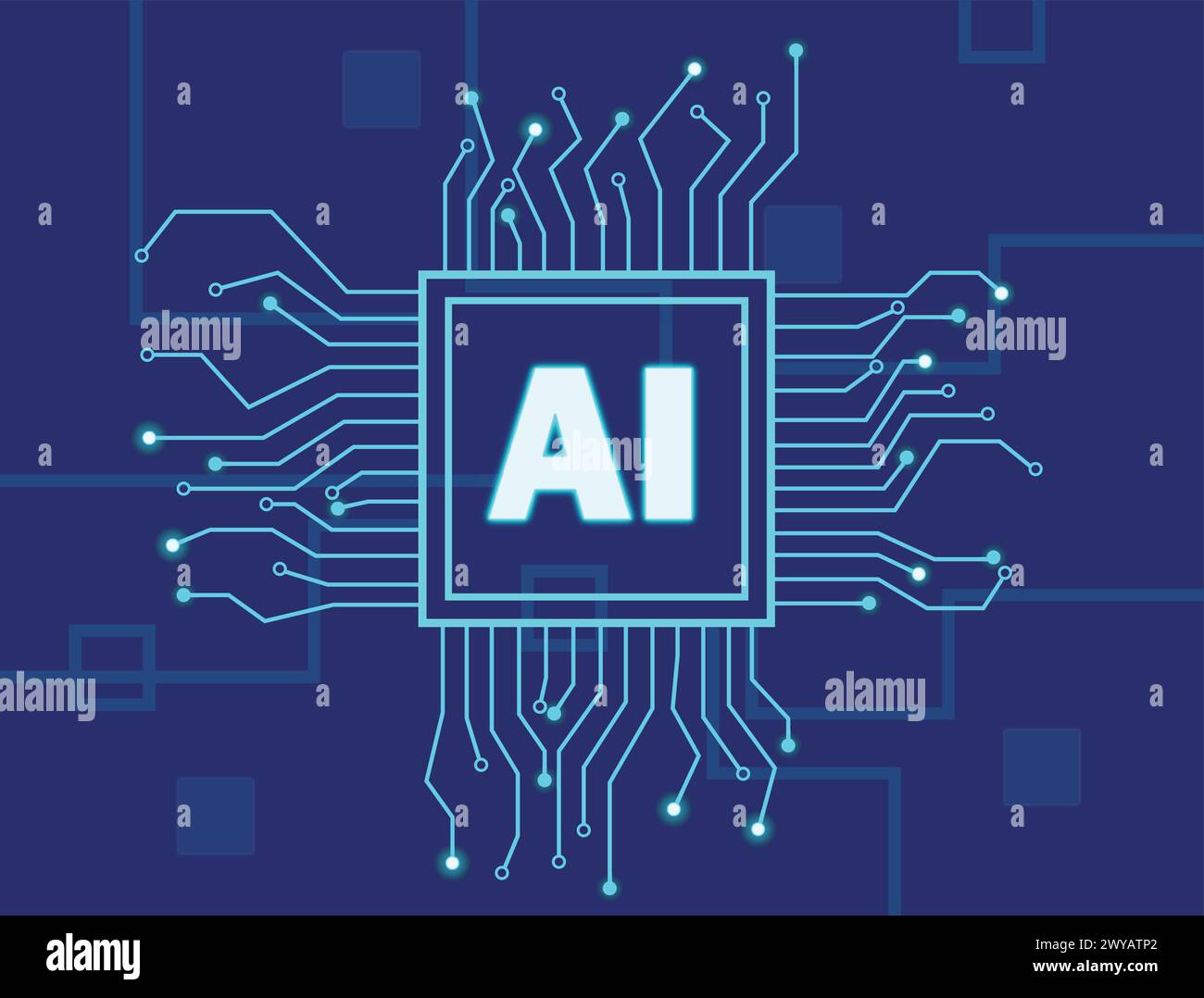 AI technology with Path, Artificial Intelligence, AI processor, Ai Symbol, Intelligence sign, innovation futuristic, AI Color Background Stock Vector