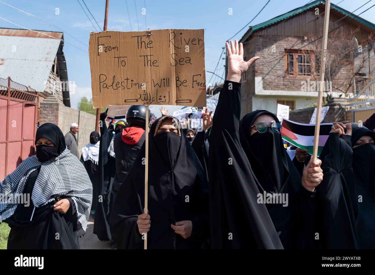 Srinagar, India. 05th Apr, 2024. Kashmiri Muslim women shout Anti ...