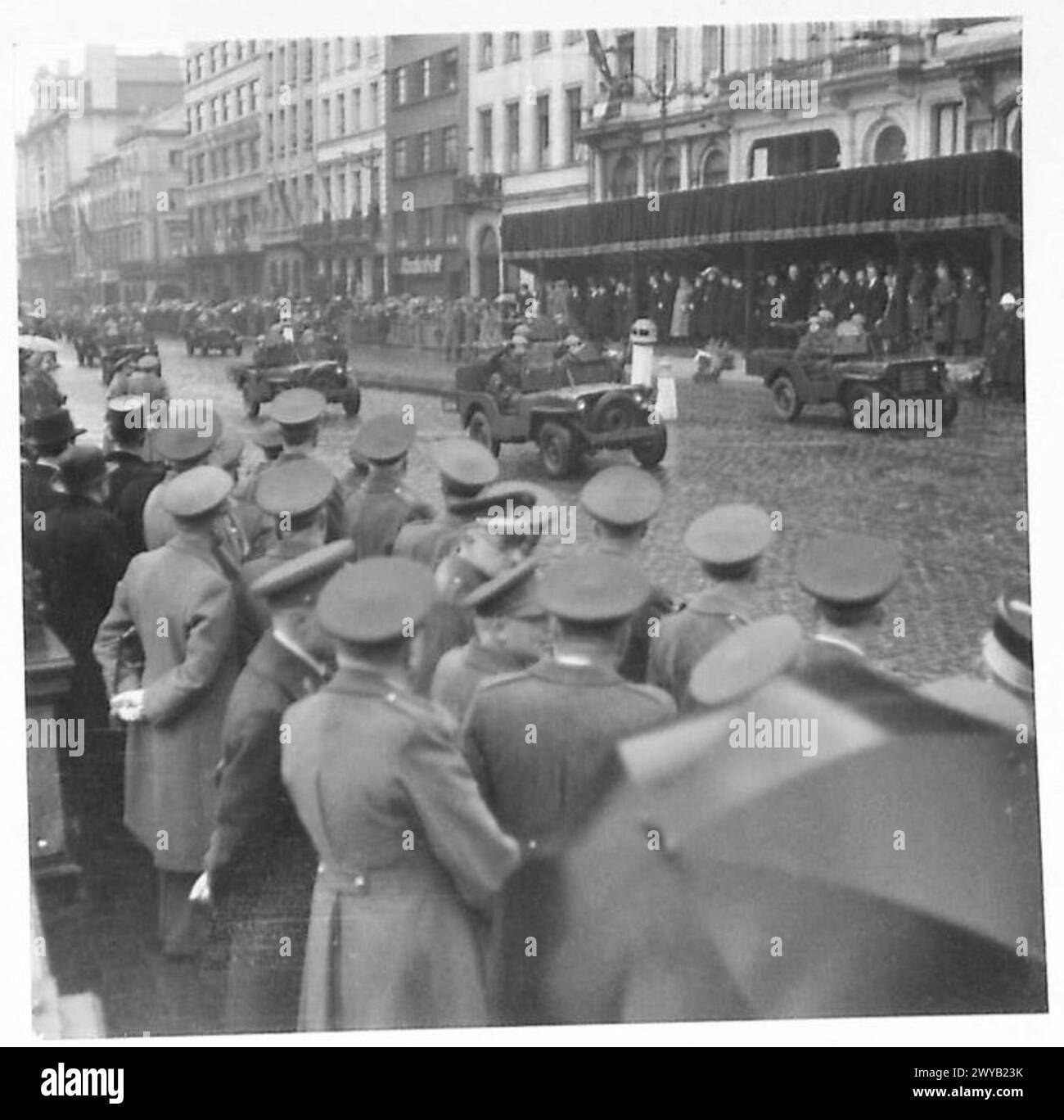 THE BRITISH ARMY IN NORTH-WEST EUROPE 1944-1946 - Original wartime caption: Belgian troops in the procession past the Unknown Soldier's Tomb. Photographic negative , British Army of the Rhine Stock Photo