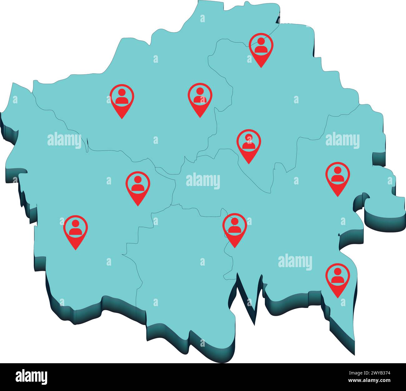 3D Location on Map More Location - 3d Location On Map More Location Pin Point Location Different Location Street Map 2WYB374 