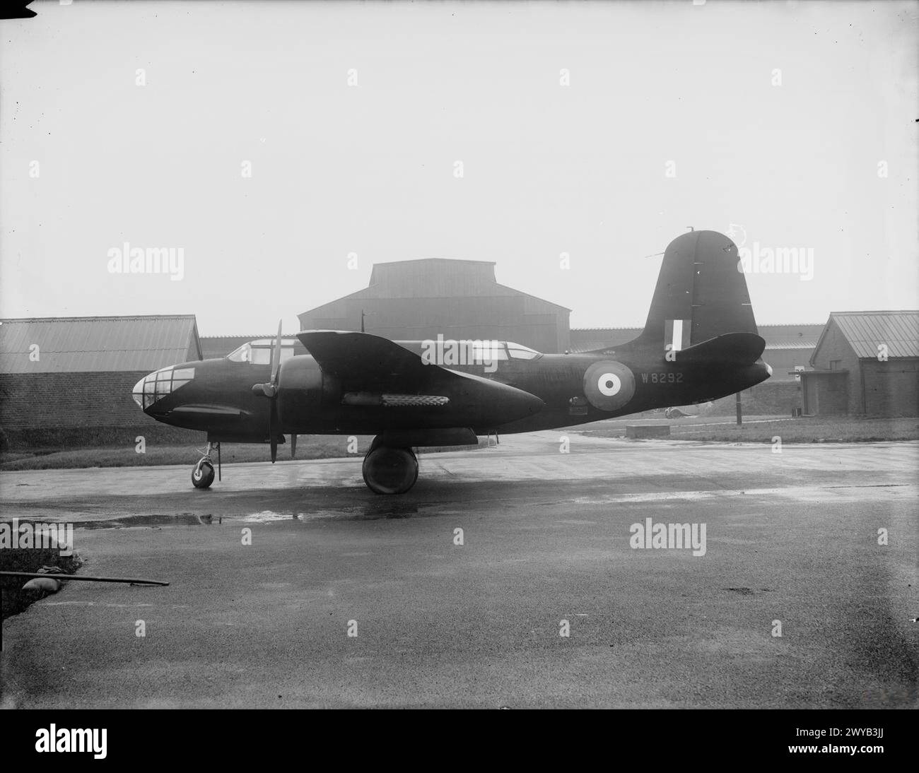 AMERICAN AIRCRAFT IN ROYAL AIR FORCE SERVICE 1939-1945: DOUGLAS DB-7 & DB-7B BOSTON. - Boston Mark III (Intruder), W8292, at the Burtonwood Repair Depot, Lancashire, following conversion from a standard Boston Mark III. This aircraft served with No. 23 Squadron RAF and with No. 418 Squadron RCAF before its destruction during an air test in January 1943. , Royal Air Force, Royal Air Force Regiment, Sqdn, 23, Royal Canadian Air Force, 418 Squadron Stock Photo