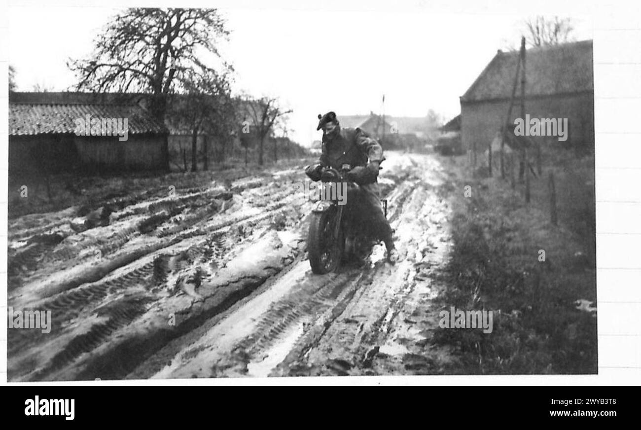 A despatch rider starts his journey again in muddy conditions in ...