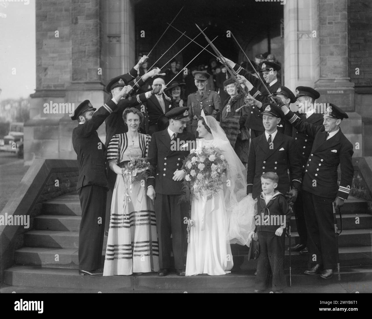 NAVAL WEDDING. 16 DECEMBER 1941, MURRAYFIELD PARISH CHURCH, NEAR
