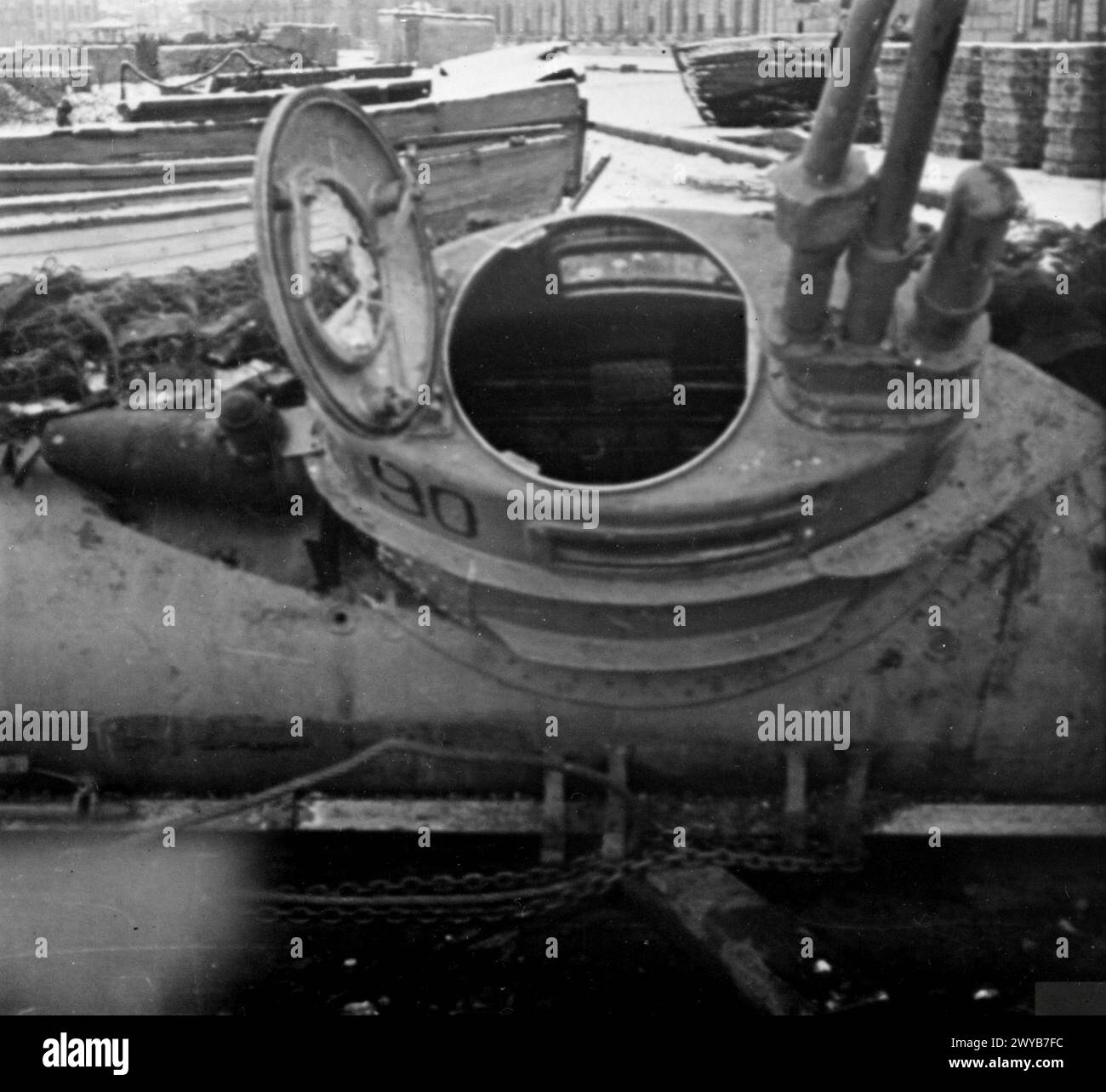 GERMAN MIDGET SUBMARINES. 1945, GERMAN MIDGET UBOATS AFTER CAPTURE BY