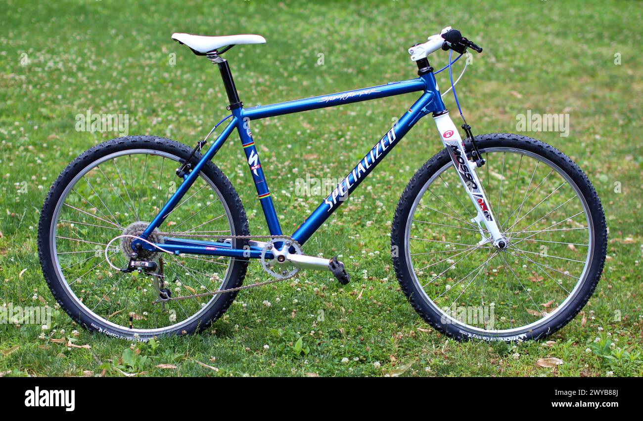 Restomod rebuilt Specialized Stumpjumper 26er mountain bicycle with