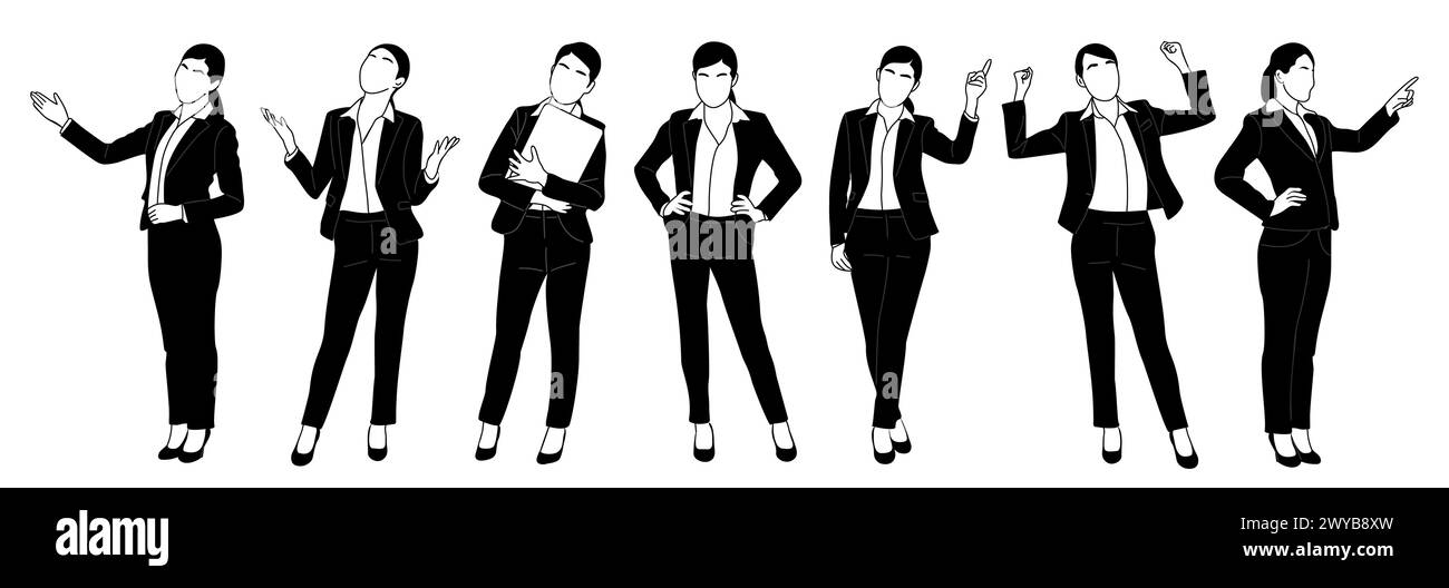 Set of Business woman character in different poses Stock Vector Image ...