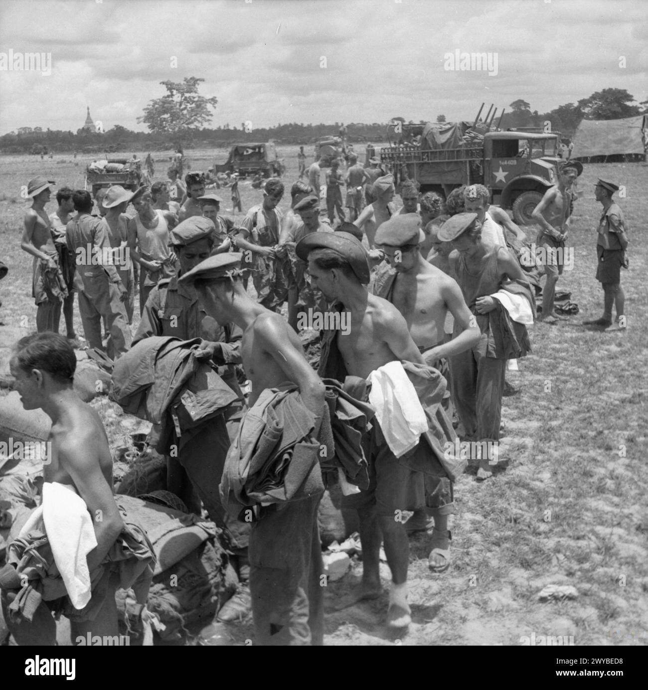 Liberated prisoners of war abandoned by Japanese forces at Pegu are ...