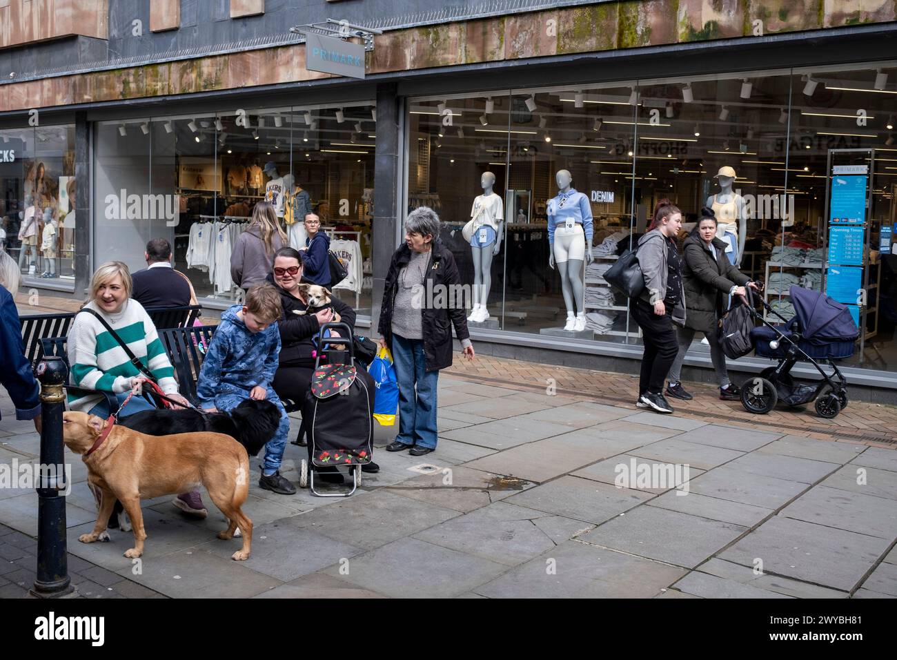 Plant life growing along the exterior of the Primark shop on 2nd April 2024 in Gloucester