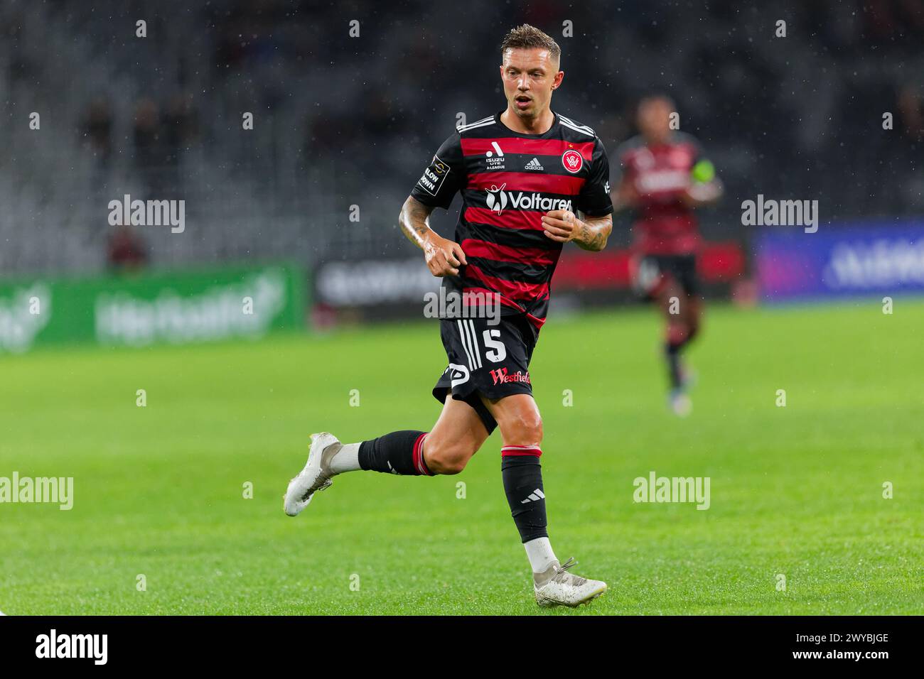 Sydney, Australia. 05th Apr, 2024. Sonny Kittel of the Wanderers looks on during the A-League Men Rd23 match between the Wanderers and Brisbane Roar at CommBank Stadium on April 5, 2024 in Sydney, Australia Credit: IOIO IMAGES/Alamy Live News Stock Photo