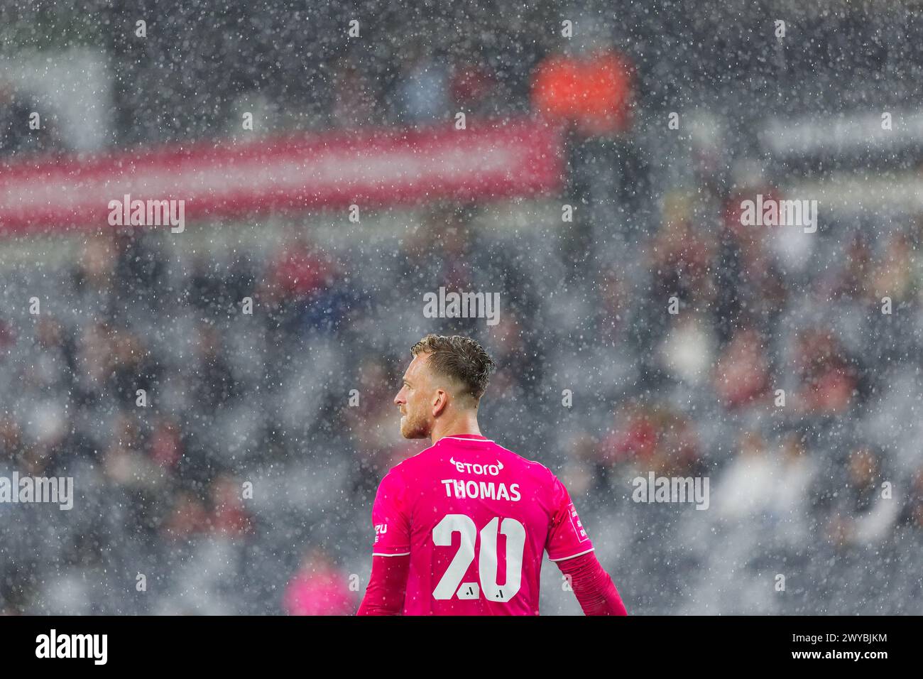 Sydney, Australia. 05th Apr, 2024. Goalkeeper, Lawrence Thomas of the Wanderers looks on during the A-League Men Rd23 match between the Wanderers and Brisbane Roar at CommBank Stadium on April 5, 2024 in Sydney, Australia Credit: IOIO IMAGES/Alamy Live News Stock Photo