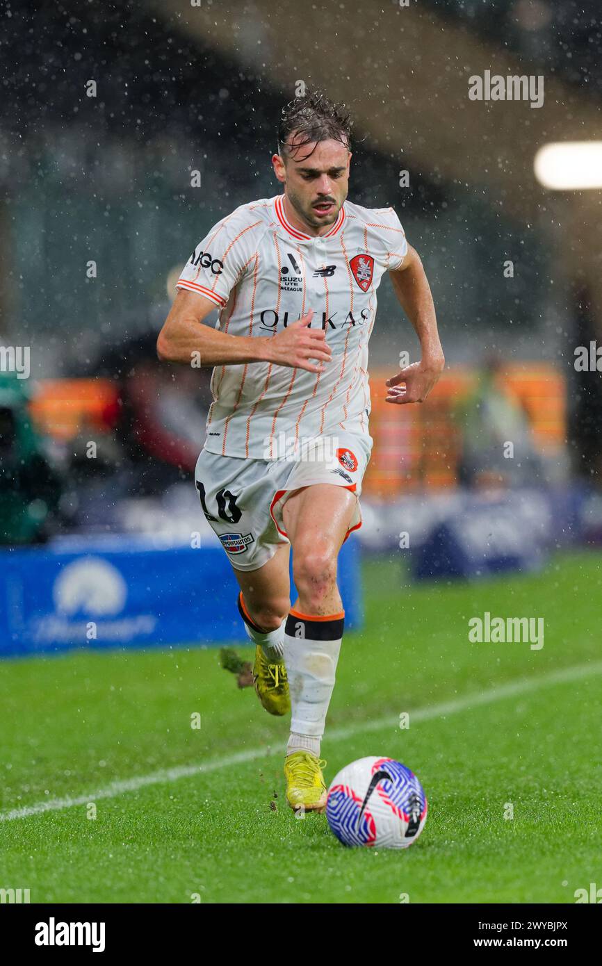 Sydney, Australia. 05th Apr, 2024. Nikola Mileusnic of Brisbane Roar controls the ball during the A-League Men Rd23 match between the Wanderers and Brisbane Roar at CommBank Stadium on April 5, 2024 in Sydney, Australia Credit: IOIO IMAGES/Alamy Live News Stock Photo