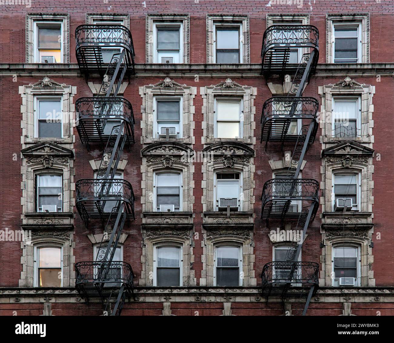 typical lower east side apartment building (tenement with fire escape ...