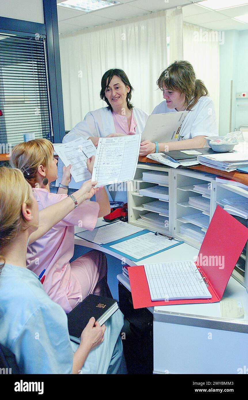 Boxes and control desk at hospital Stock Photo - Alamy