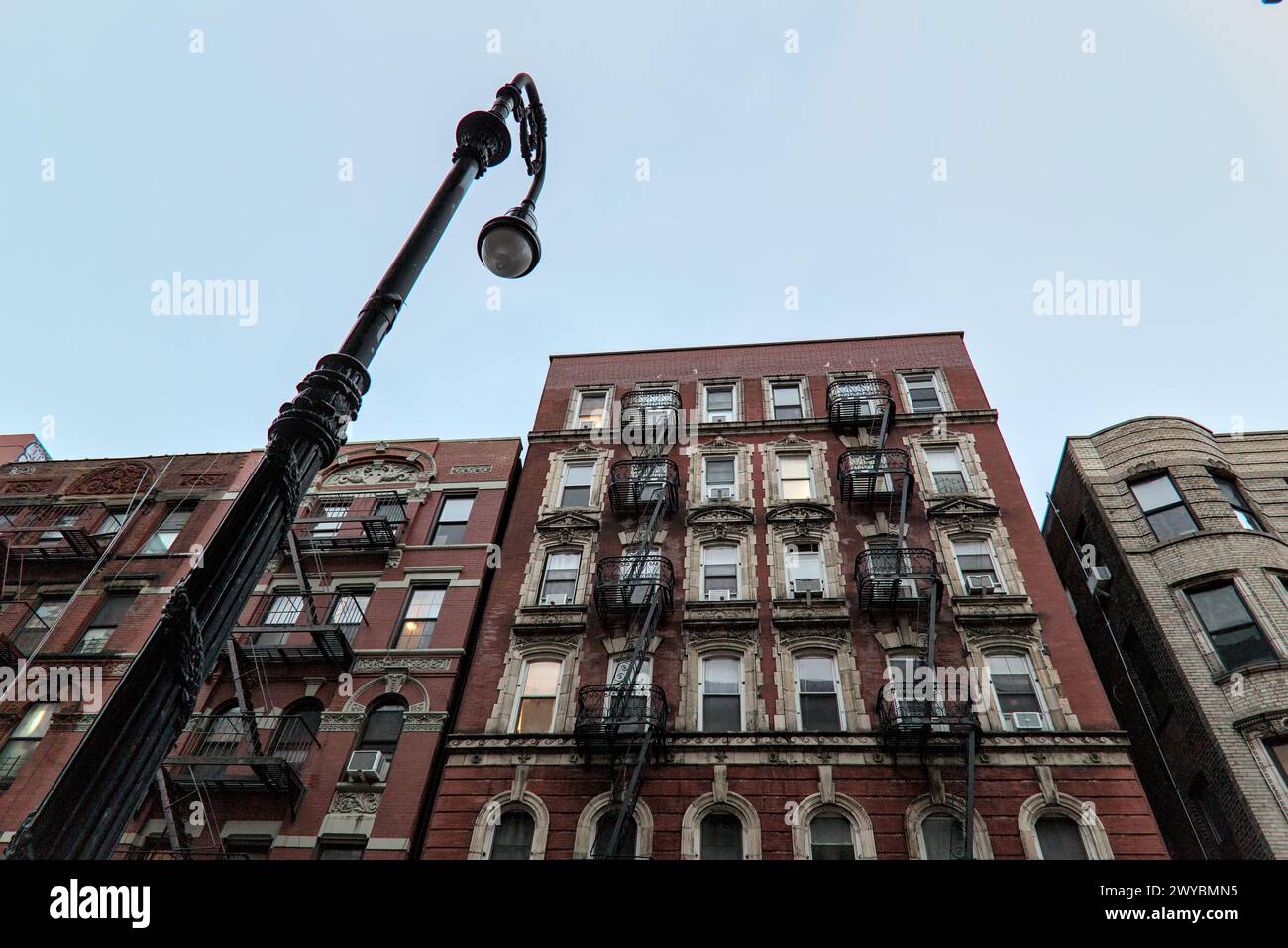 typical lower east side apartment building (tenement with fire escape ...