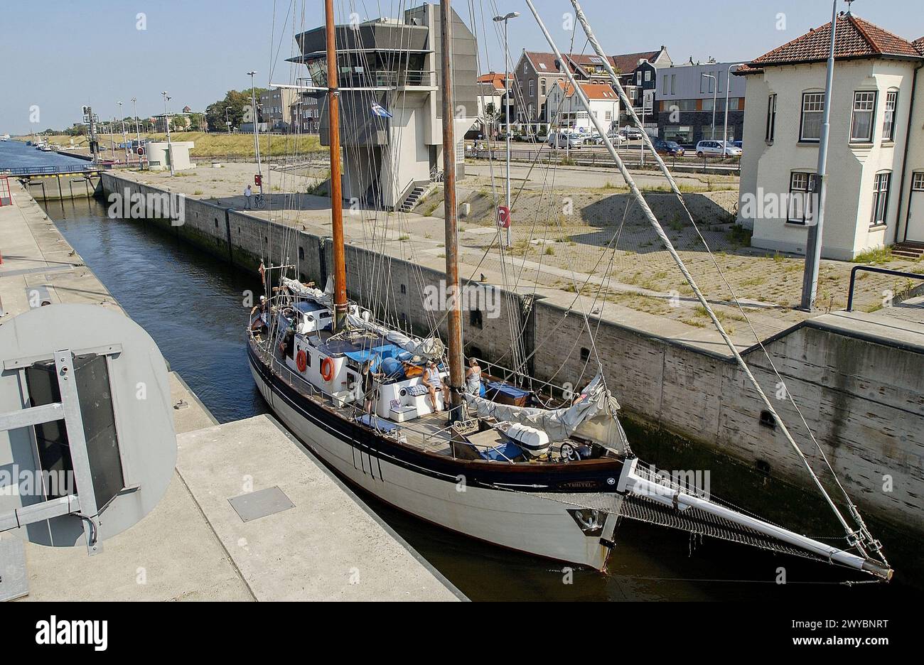 Noordersluis (Northern Lock) in Noordzeekanaal (North Sea Canal). Ijmuiden. Netherlands. Stock Photo