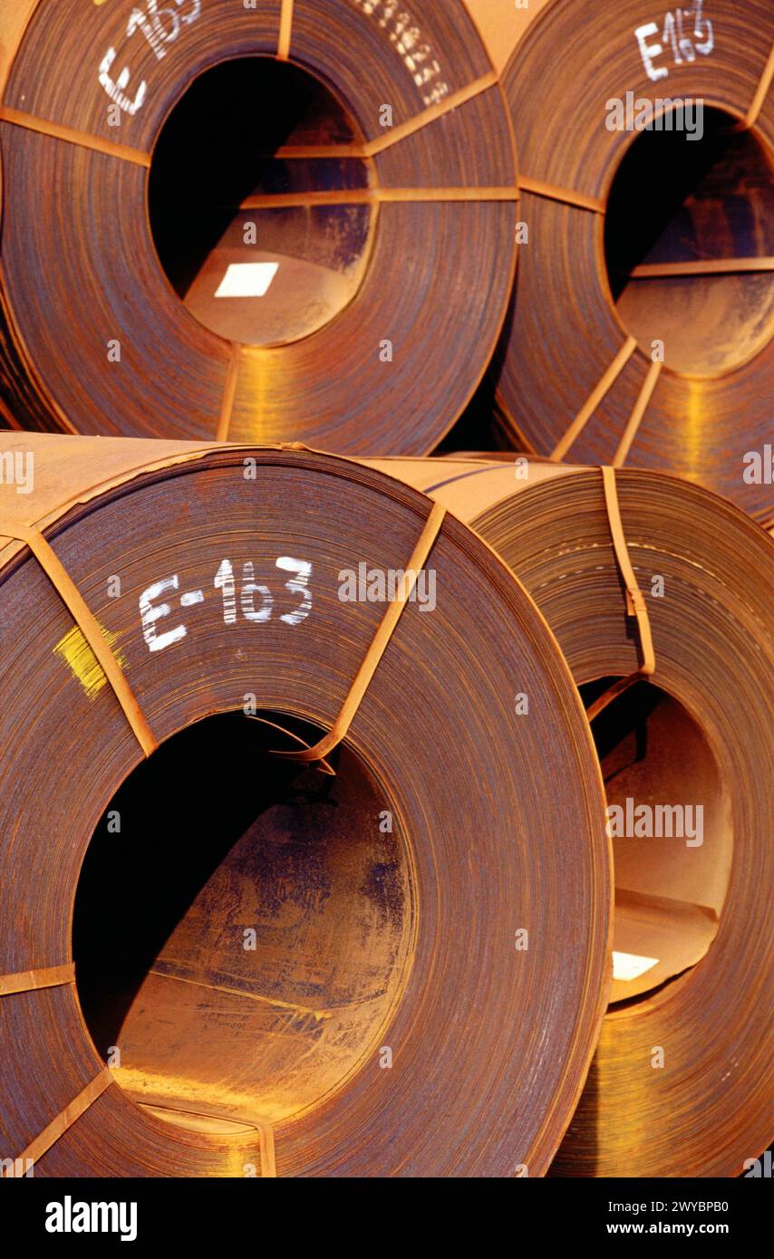 Steel sheet rolls. Bilbao. Spain. Stock Photo