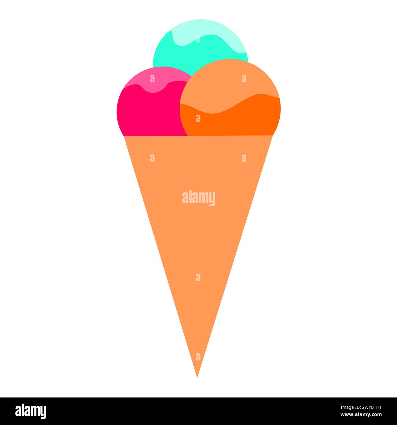Three scoops of cone ice cream isolated on white background Stock ...