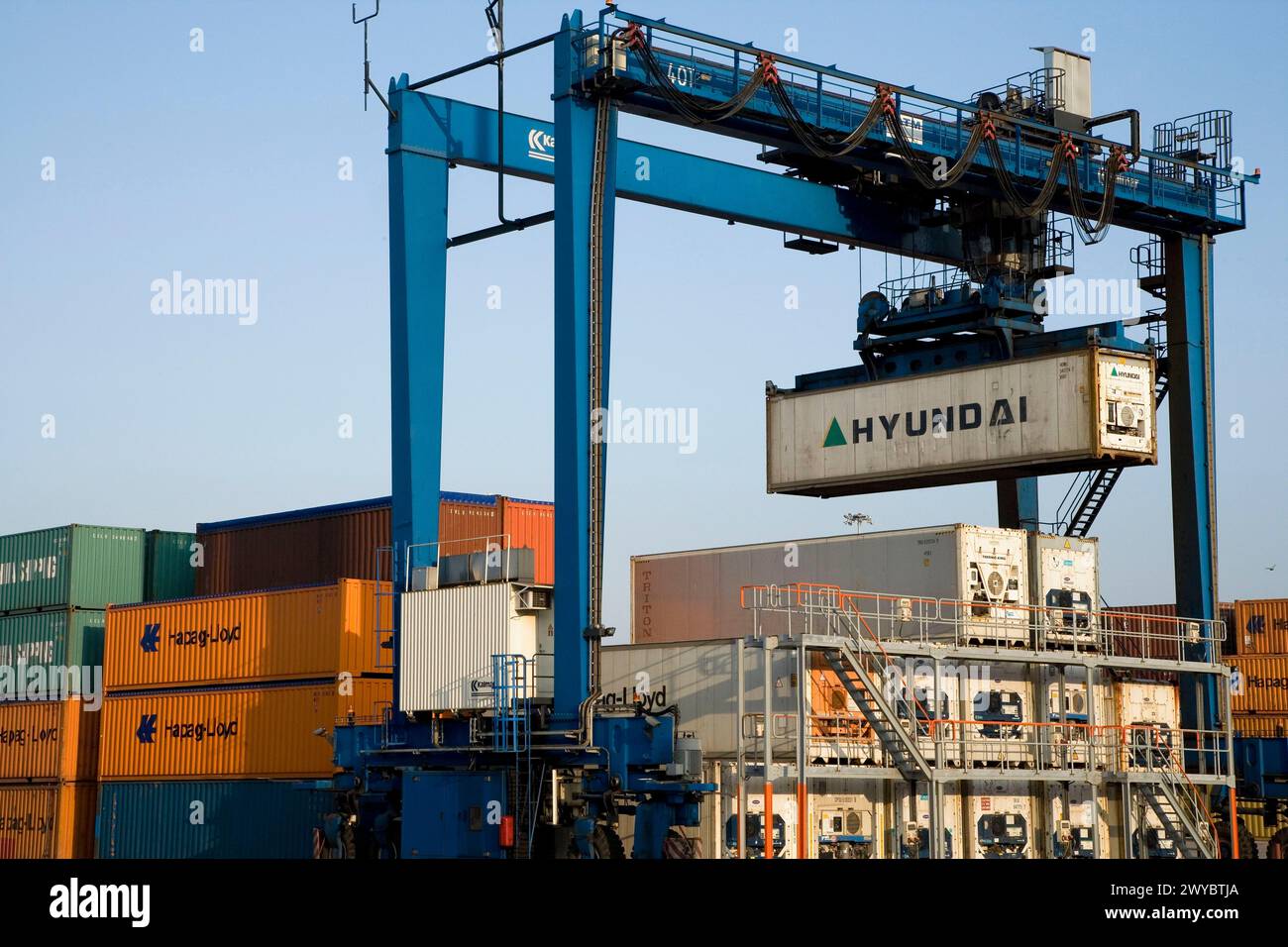 Loading reefers, Port of Bilbao, Santurtzi. Biscay, Euskadi, Spains. Stock Photo