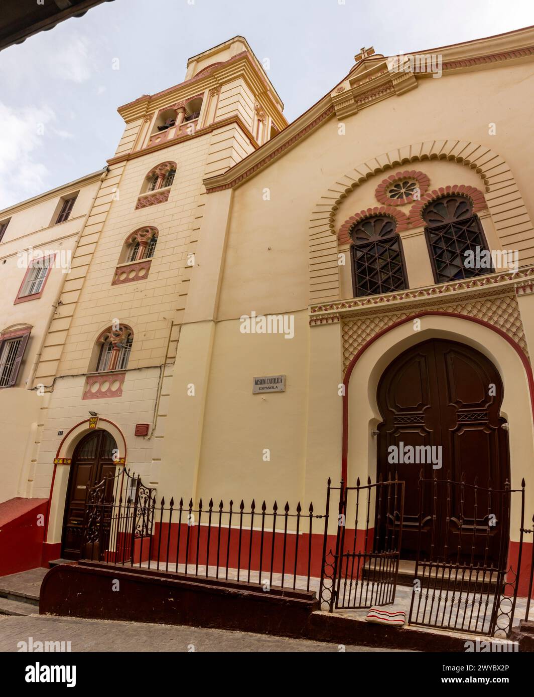 Tangier, Morocco. October 16th, 2022 - Catholic Church of the Immaculate Conception, or Spanish Church, built by the Spanish government, inaugurated i Stock Photo