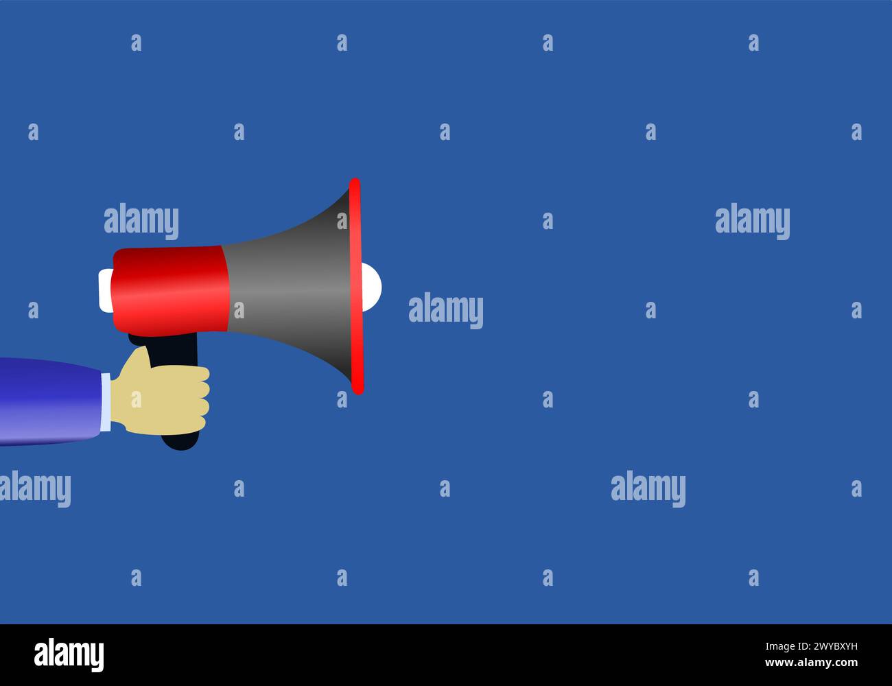 Businessman holding megaphone vector illustration. Stock Vector