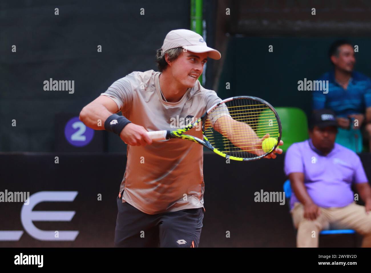 Mexico City, Mexico. 04th Apr, 2024. April 4, 2024, Mexico City, Mexico: Adam Walton of Australia serves to Matías Soto of Chile and Marc Kiger of United States during a dubles match of the Mexico City Open at Deportivo Chapultepec. Tristan Schoolkate/ Adam Walton defeated Mac Kiger/ Matías 2 sets to 1. on April 4, 2024 in Mexico City, Mexico. (Photo by Carlos Santiago/ Eyepix Group/Sipa USA) Credit: Sipa USA/Alamy Live News Stock Photo