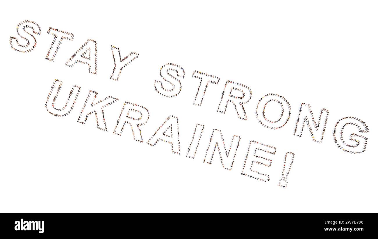 Concept conceptual large community of people forming STAY STRONG