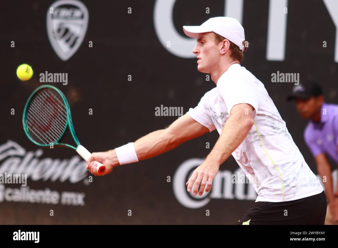 Mexico City, Mexico. 04th Apr, 2024. April 4, 2024, Mexico City, Mexico: Tristan Schoolkate of Australia returns a shot to Matías Soto of Chile and Marc Kiger of United States during a dubles match of the Mexico City Open at Deportivo Chapultepec. Tristan Schoolkate/ Adam Walton defeated Mac Kiger/ Matías 2 sets to 1. on April 4, 2024 in Mexico City, Mexico. (Photo by Carlos Santiago/ Eyepix Group/Sipa USA) Credit: Sipa USA/Alamy Live News Stock Photo