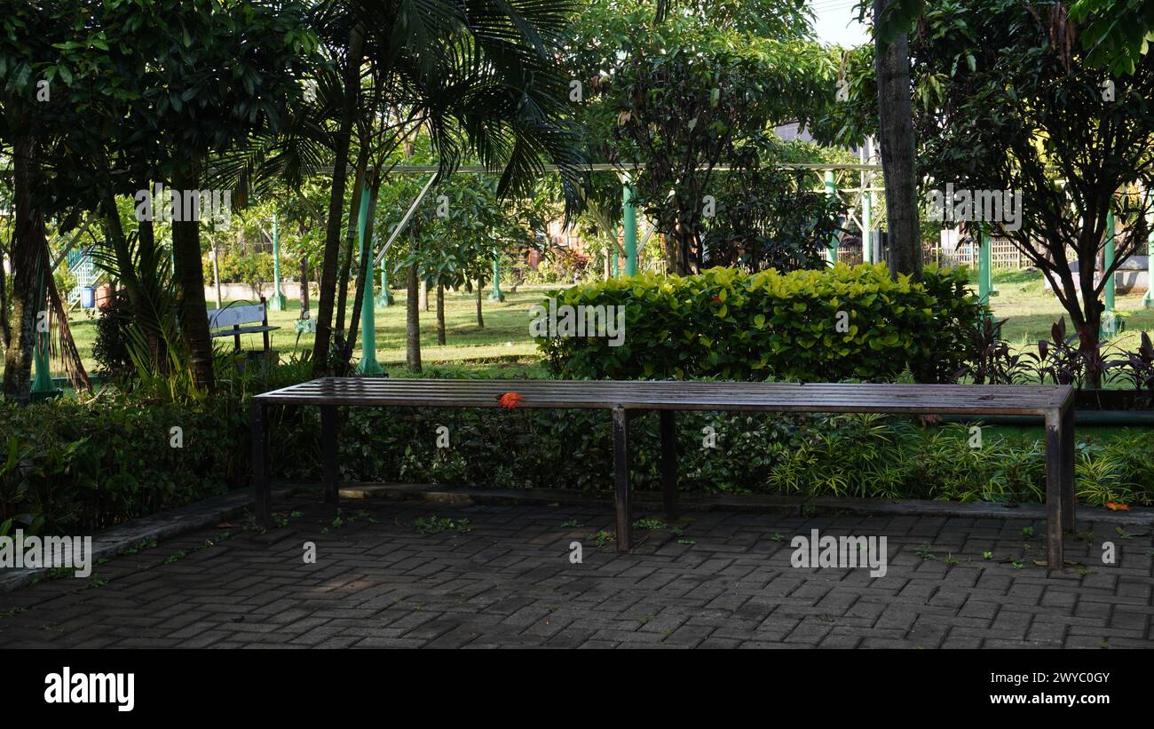 Seats to relax in the garden of Singha Malang which is in the gym area Stock Photo