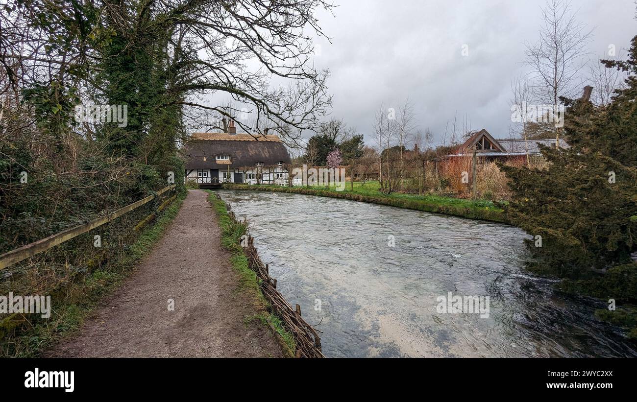 Views around Arlesford Hampshire river itchen watercress watercress line steam railway Stock Photo